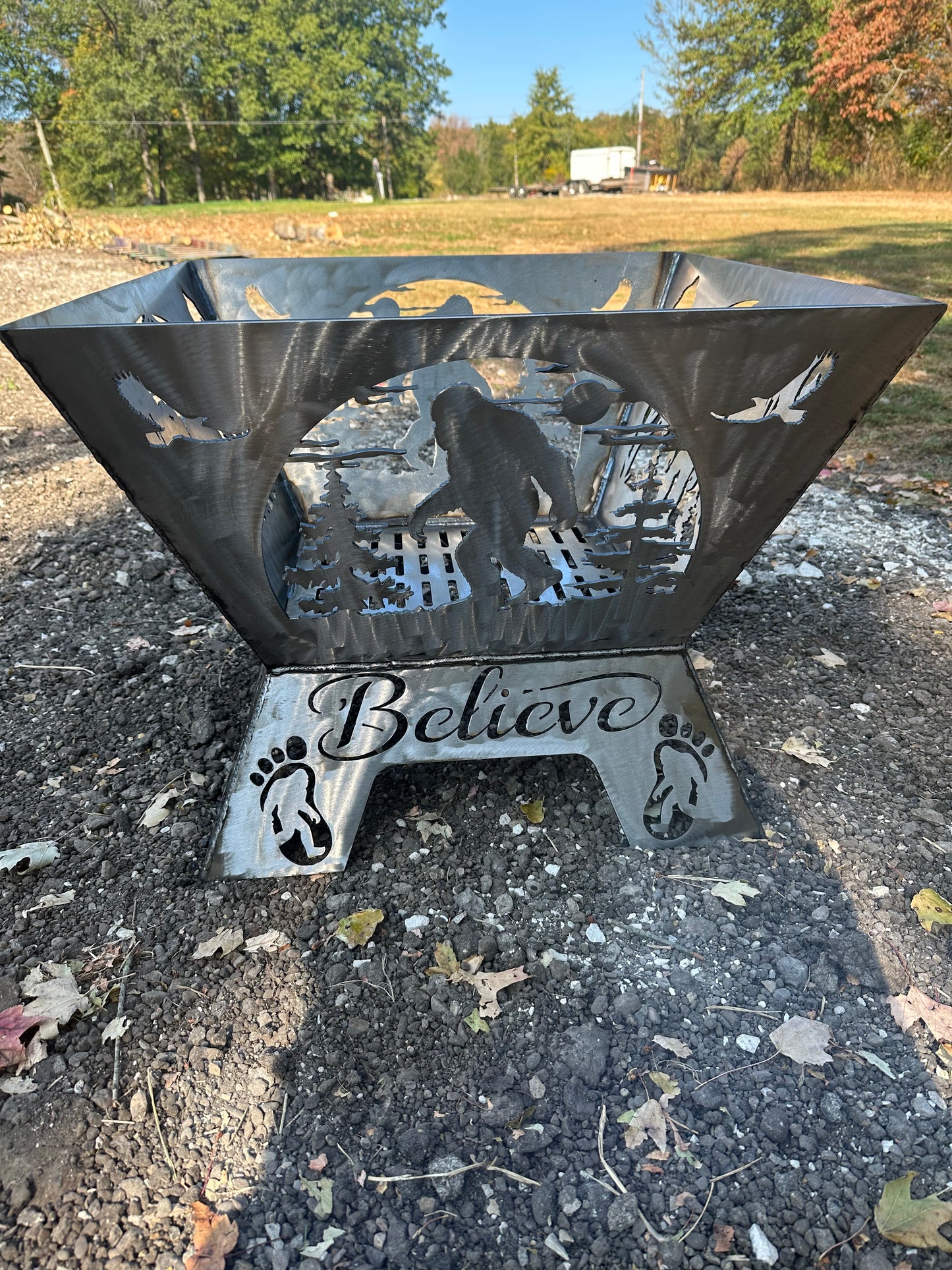 26” Bigfoot “Believe” Firepit – CNC Cut & Welded in Ohio | 10ga Steel