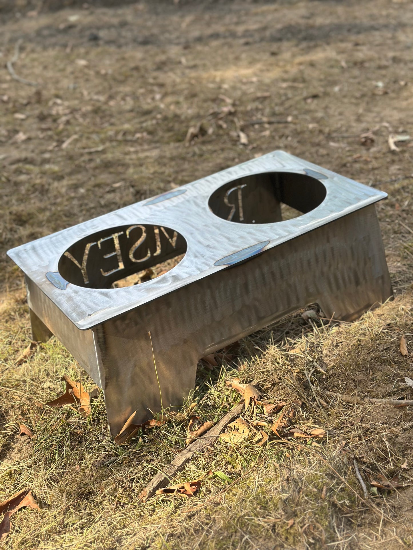 Custom CNC Pet Food Stand – Personalized with Name & Birthday | DOUBLE BOWL | Made to Order  | Stainless Steel Bowls Included