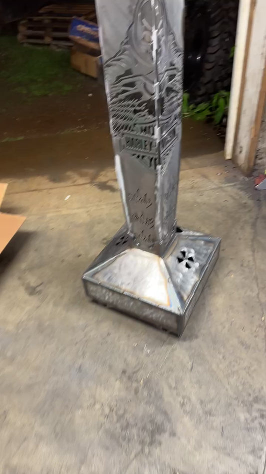 🔥 Harley-Davidson Skeleton Rider Smudge Pot – 4’ Tall | Flame-Adorned | 10 Gauge Steel