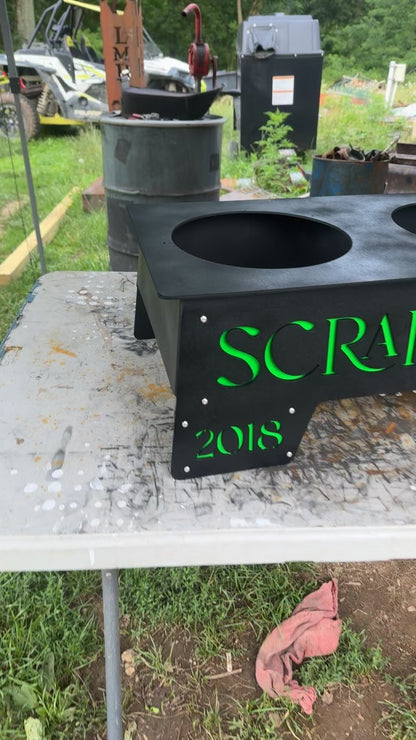 Custom CNC Pet Food Stand – Personalized with Name & Birthday | DOUBLE BOWL | Made to Order  | Stainless Steel Bowls Included